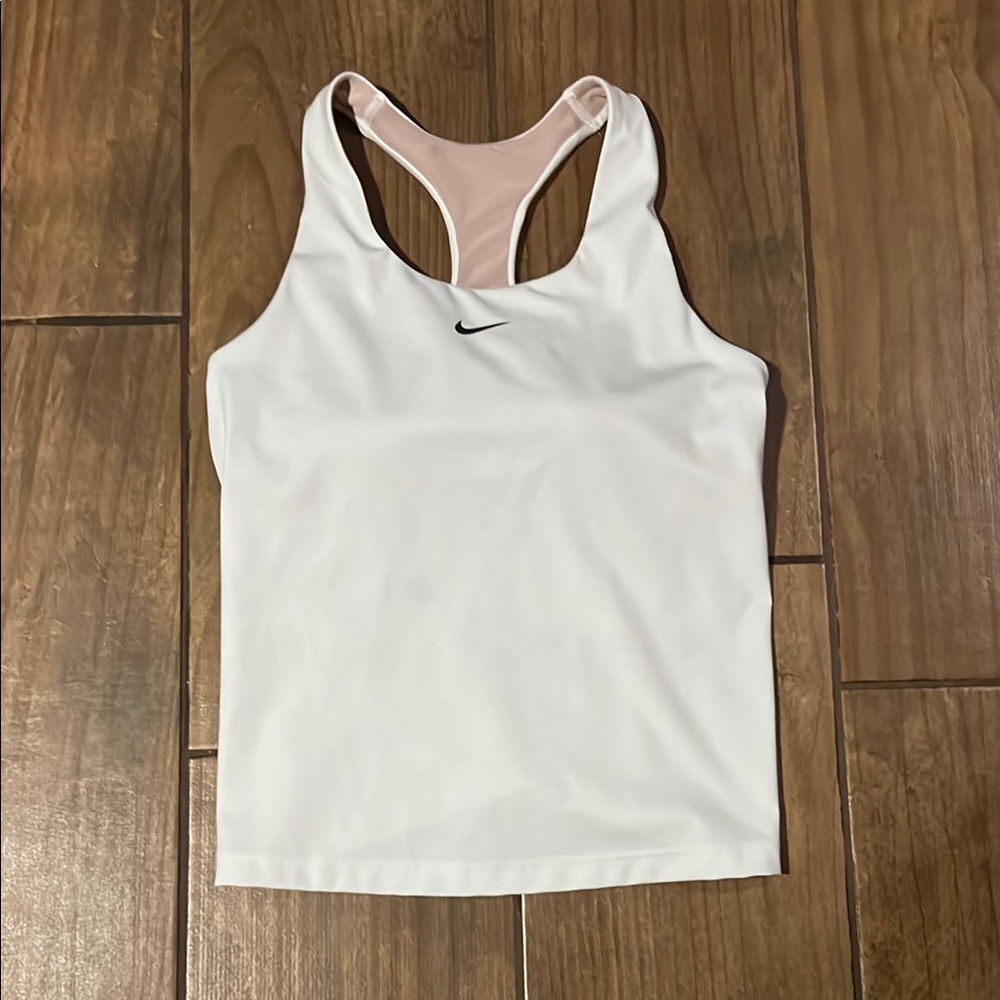 Nike White Dri-Fit Tank Top with built in bra